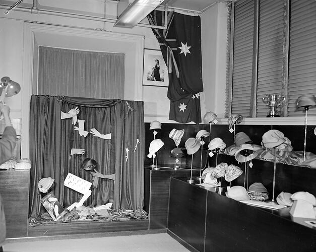 Retail Hat and Gloves Display, Melbourne, Victoria, Jul 1958