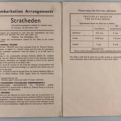 Embarkation Notice - P&O Orient Lines 'Stratheden', 7 Nov 1961