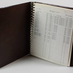 Open logbook with typed entries.