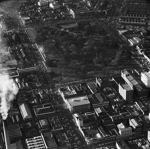 Negative - Aerial View of Flagstaff Gardens, Melbourne, circa 1965