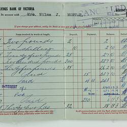 Savings Passbook - State Savings Bank of Victoria, Mrs Wilma J Morter, 1966-1967