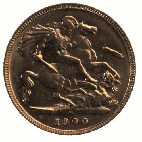 Coin - Half Sovereign, Victoria, Australia, 1900, photographed by Museums Victoria