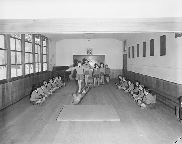 Mentone Grammar School, Gymnastics Class, Mentone, Victoria, 19 Aug 1959