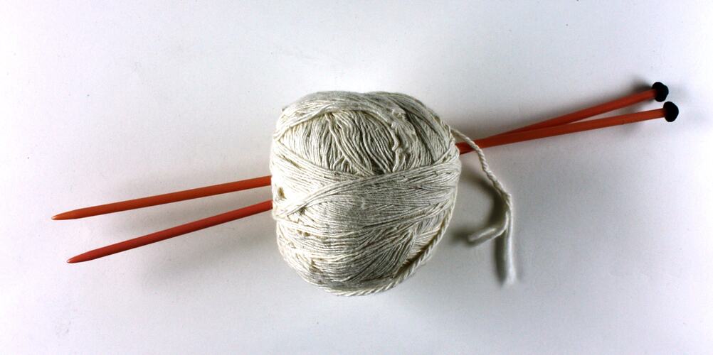 Knitting Needles & Cotton - Plastic & Cotton, circa 1970