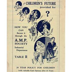 Pamphlet cover with drawings of people