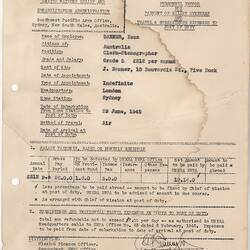 Personal Record - Esma Banner, Australia, United Nations Relief & Rehabilitation Administration, 28 Jun 1945