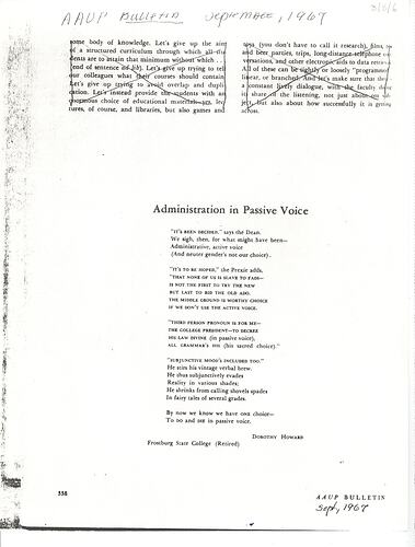 Photocopied, typed extract from bulletin; black text on paper.