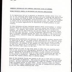 Document - Eastman Kodak, Holography Ordering Information, circa 1978