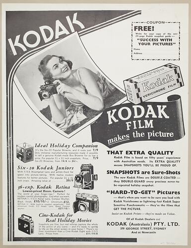 Leaflet - 'Kodak Film Makes the Picture', Advertising Promotion, Kodak, 1930s