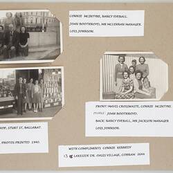 Three mounted photographs with captions.