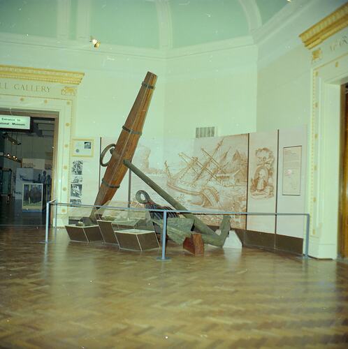 Anchor of the H.M.S. 'Endeavour' in Stalwell Gallery, Science Museum, Melbourne, 1970
