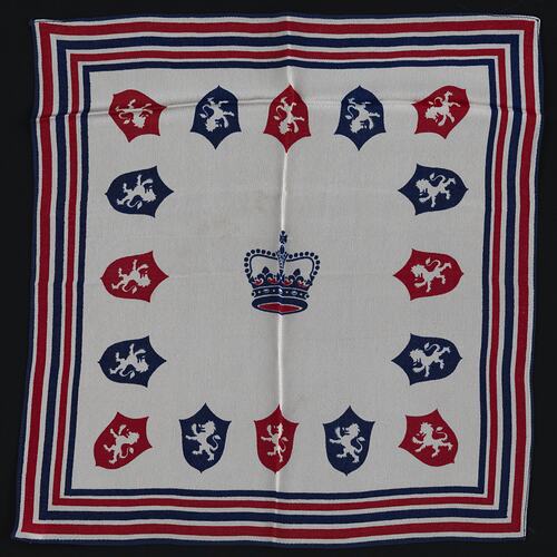 Handkerchief - Coronation, Crown and Shields,1937