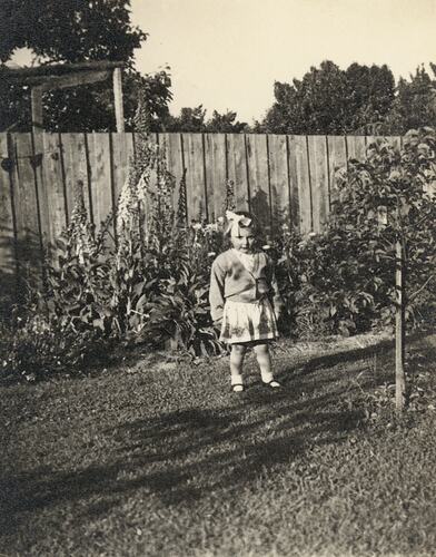 Susan Leech Standing in Her Back Yard, Frankston, circa 1954