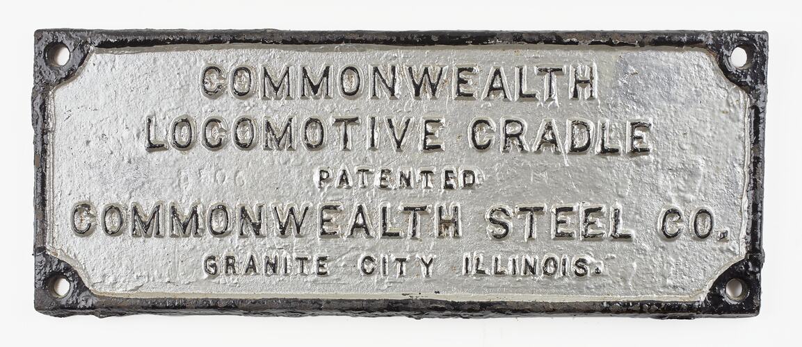 Locomotive Builders Plate - Commonwealth Steel Co., Granite City, Illinois, USA