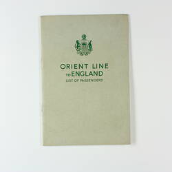 Passenger List - R.M.S. Orion, Australia-England, 1955-1956