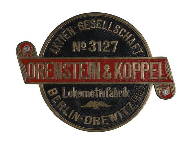Locomotive Builders Plate - Orenstein & Koppel AG, Berlin-Drewitz