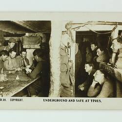 Cigarette Card - 'Underground and Safe at Ypres', Official World War I Photograph, Magpie Cigarettes, circa 1922