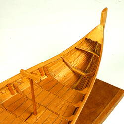 Model view from above, bow detail.