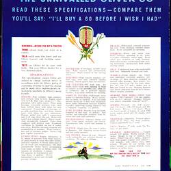 Printed black text on white, blue border. Two small agricultural colour illustrations.