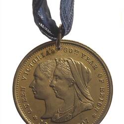 Medal - Diamond Jubilee of Queen Victoria, United Sunday Schools, Victoria, Australia, 1897