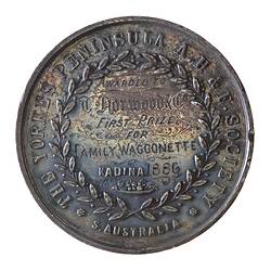 Medal - Yorke Peninsula Agricultural Horticultural & Floricultural Society Silver Prize, South Australia, Australia, 1886
