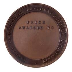 Medal - Mackay Agricultural Pastoral & Mining Association Prize, c. 1880