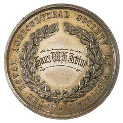 Medal - Royal Agricultural Society of Victoria, Second Prize, Victoria, Australia, 1892