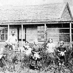 Negative - Family Outside Home, Napoleon, Victoria, circa 1870