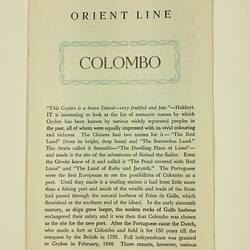 HT 54797, Booklet - Orient Line, Colombo, 1967 (MIGRATION), Document, Registered