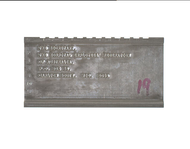 Address Plate - Hospital Employees' Federation of Australia