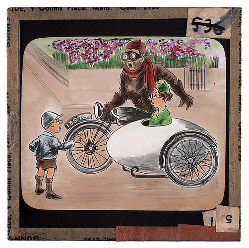 Lantern Slide - Universal Opportunity League, Couple with Motorbike