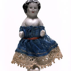 Doll - Frozen Charlotte, Blue Dress, circa 1870s