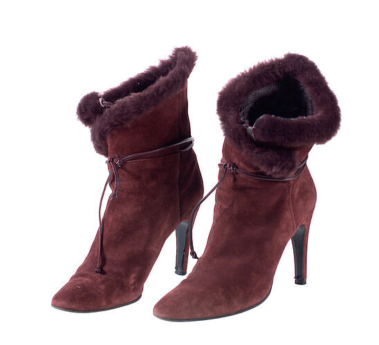ladies burgundy suede and fur French boots