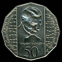 Coin - 50 Cents, Sir Edward 'Weary' Dunlop Commemorative, Australia, 1995