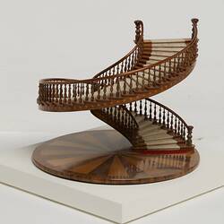 Model of a spiral wooden staircase.