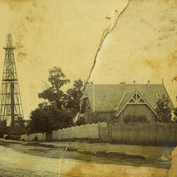 Photograph - Daniel Harvey Pty Ltd, Observation Tower & Church of Christ, Doncaster, Victoria, circa 1910 [Damaged]
