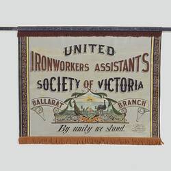 Banner for United Ironworkers Assistants Society of Australia, Ballarat Branch (obverse).