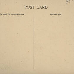 Postcard - 'Advance Australia', Carlton Gardens, Melbourne, circa 1917 (Reverse)