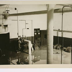 Photograph - Generators and Pipes under Flood Water in Powerhouse, Kodak Factory, Abbotsford, 1934