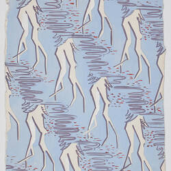 Artwork - Design for Textiles, Trees, Blue & White, circa 1950s