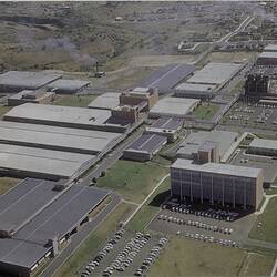 Colour aerial view of the Kodak factory at Coburg.