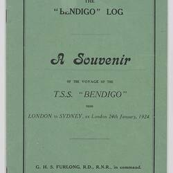 Booklet - 'The "Bendigo" Log', Cape Times Ltd, 1924