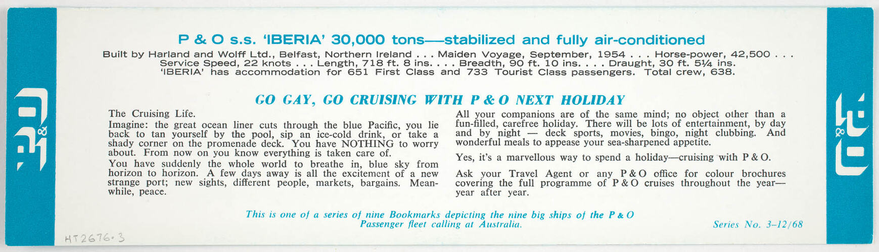 Bookmark - P&O Line, SS Iberia 30,000 Tons