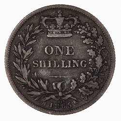 Coin - Shilling, Queen Victoria Great Britain, 1865 (Reverse)