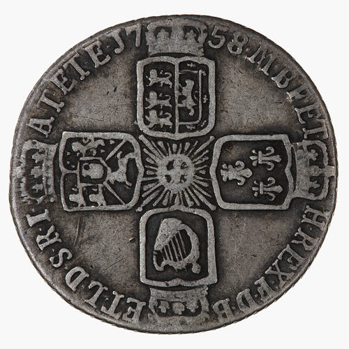 Coin - Sixpence, George II, Great Britain, 1758 (Reverse)