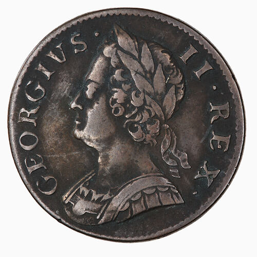Coin - Halfpenny, George II, Great Britain, 1751 (Obverse)