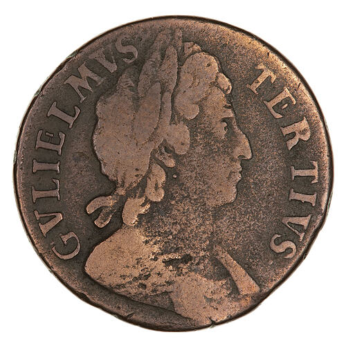 Coin - Halfpenny, William III, England, Great Britain, 1699 (Obverse)