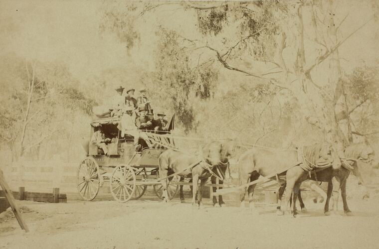 Photograph - Horsedrawn Vehicle with Passengers, Lorne, Victoria, circa 1900s