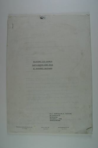 Booklet - Work Study at Newmarket Saleyards, Newmarket, 1982
