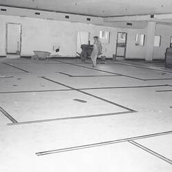 Photograph - Kodak Australasia Pty Ltd, Layout of Prefabricated Partition Tracks on Floor in Testing Building 7,  Kodak Factory, Coburg, 1958